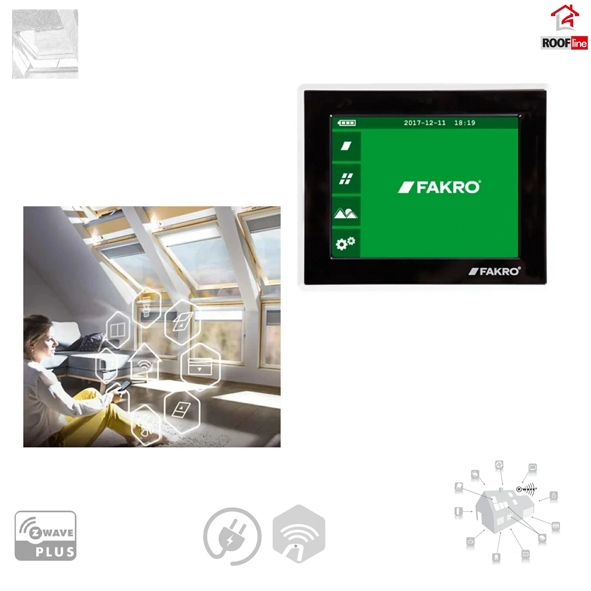 Fakro Touch Panel ZRK24 - 24-Kanal Z-Wave-Funksteuerung, Unterstützung von 24 Geräten, Statusberichterstattung_e-roofline.de.webp