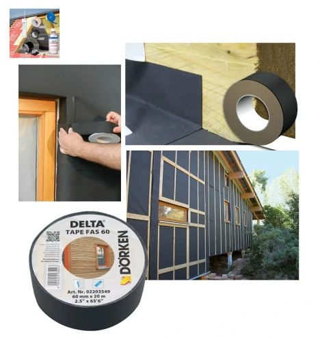 Zum Produkt DELTA®-TAPE FAS 60, 60 mm x 20 m, / Sammelverpackung 10 Stück /Klebeband mit höchster Klebekraft, welches speziell für den Einsatz auf den DELTA®-Fassadenbahnen abgestimmt ist, Hoch UV-beständiger Träger .