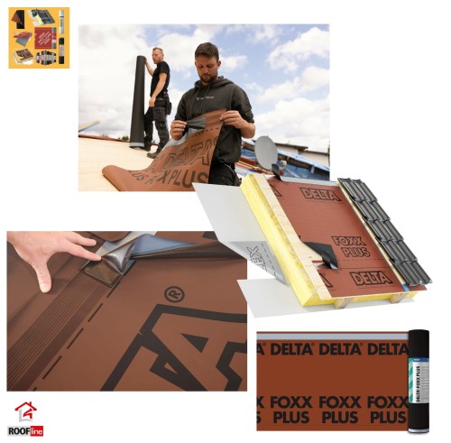 Zum Produkt DÖRKEN DELTA®-FOXX PLUS 50m x 1,50m Unterdeck- und Schalungsbahn , 270 g/m², Sd ca.0,20, Reißkraft ca. 370/270, ZVDH-Produktdatenblatt UDB, Hochreißfestes PET-Spezialvlies mit diffusionsoffener, wasserdichter, Dispersions-Beschichtung *