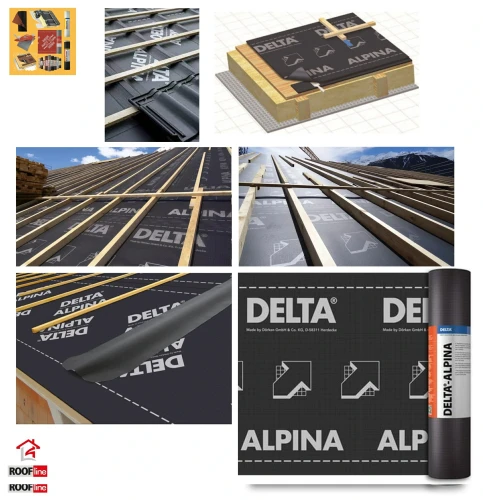 Zum Produkt DÖRKEN DELTA®-ALPINA 30m x 1,50m diffusionsoffene Unterdeckbahn für flach geneigte Dächer, Sd ca.0,30, Reißkraft ca. 450/410, ZVDH, PES-Spezialvlies mit ober- und unterseitiger diffusionsoffener PU *