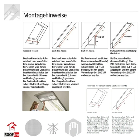 Insektenschutzrollos ZIA Fliegengitter &amp; Insektenschutz für Dachfenster, Anbringen des Moskitonetzes am Innenfutter_4_ e-roofline.de.webp