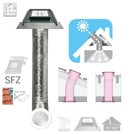 FAKRO SFZ-L 350 Tageslicht-Spot mit flexiblem Rohr 2,1m für geneigte Däche _ e-roofline.de.webp