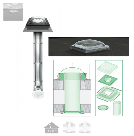 FAKRO SRF 350 Tageslicht-Spot mit starrem Rohr für Flache Dächer 0-15 Grad, mit starrem Rohr der Länge 61 cm_1 _ e-roofline.de.webp