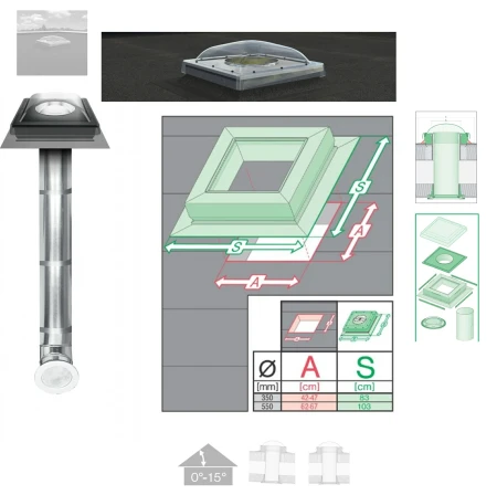 FAKRO SRF 350 Tageslicht-Spot mit starrem Rohr für Flache Dächer 0-15 Grad, mit starrem Rohr der Länge 61 cm_2 _ e-roofline.de.webp
