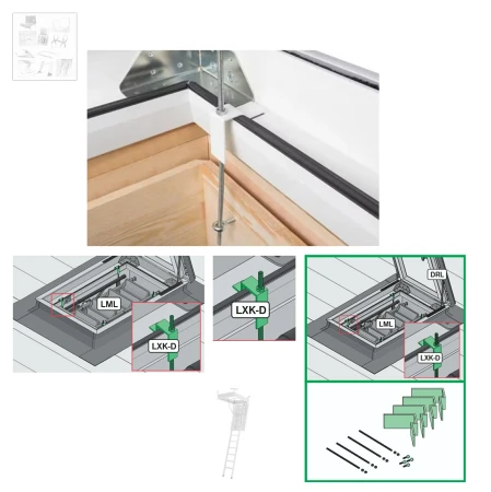 FAKRO LXK-D Montagesatz, Deckenhöhe min. 38m - max. 50cm, Zubehör für FAKRO Bodentreppen _ e-roofline.de.webp