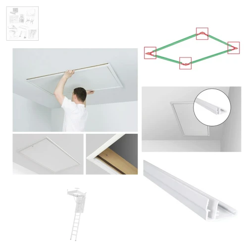 Zum Produkt FAKRO LXL-PVC Blendleisten 60/ 70x120 cm, PVC in weißer Farbe, Die Blendleisten werden zum Verdecken von Schlitzen um die Treppen, Zubehör für FAKRO Bodentreppen *