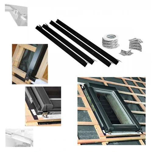 Zum Produkt ROTO Designo AAS Aussen-Anschluss-Set: Aluminium-Seitenprofile + Wasserdichtes Klebeband, Wasser- und Windisolierung, xxx/xxx Rx, Zubehör für Roto Dachfenster  *