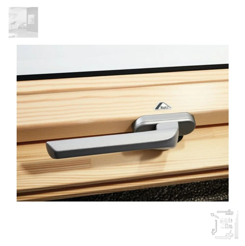 Zum Produkt ROTO ZUB GRF R6R8H SILVER, Silber Edelstahl-Optik, Griff Designo, Standard-Türgriffe, Bedienungs- und Pflegezubehör, ROTO Zubehör *