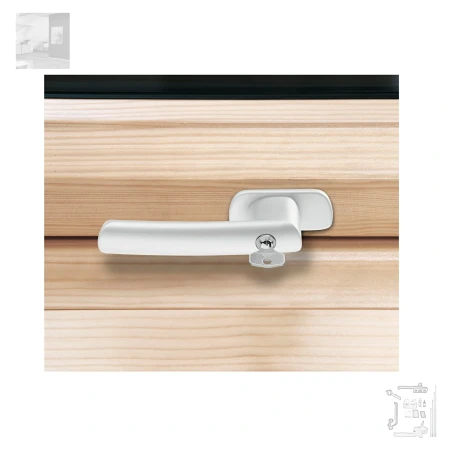 ROTO Griff GRF ASB R6R8H WHITE ASB Weiß, Abschliessbarer Griff  Designo_ e-roofline.de.webp