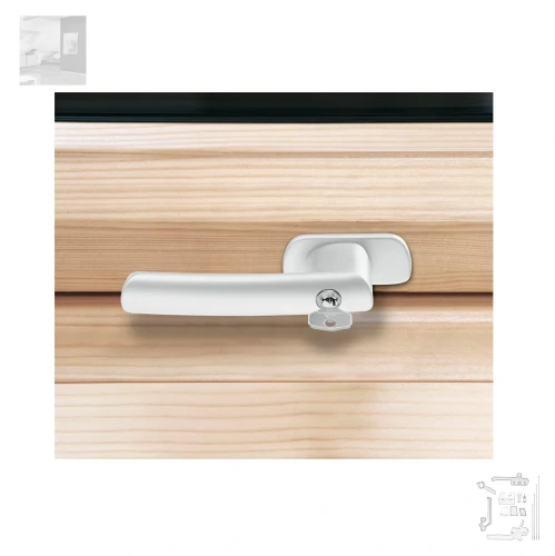 Zum Produkt ROTO Griff GRF ASB R6R8H WHITE Weiß, Abschliessbarer Griff  Designo, Standard-Türgriffe, Bedienungs- und Pflegezubehör, ROTO Zubehör *