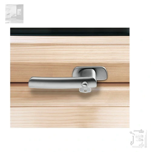 Zum Produkt ROTO Griff ZUB GRF R6R8H SILVER ASB, Abschliessbarer Griff  Designo, Silber Standard-Türgriffe, Bedienungs- und Pflegezubehör, ROTO Zubehör *