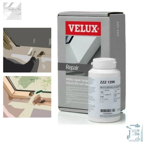 Zum Produkt VELUX  ZZZ 129KL Reparatur-Lack weiß für VELUX Kunststofffenster. Das Profiprodukt für die ansatzfreie Beseitigung von Lackschäden, Abplatzungen und Kratzern bei VELUX Kunststoff-Fenstern *