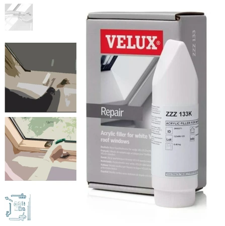 VELUX ZZZ 133KL Reparaturset, Acryl-Feinspachtel-Set für Kunststoff-Fenster und weiß lackierte Holzfenster_1_ e-roofline.de.webp