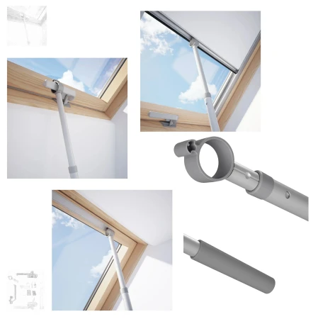 Dakea Rooflite Teleskopischer Dachfensteröffner, Teleskop-Bedienungsstange 100-180 cmfür Dachfenster, Manuelles Bedienungs-Zubehör für VELUX Fenster _1_ e-roofline.de.webp
